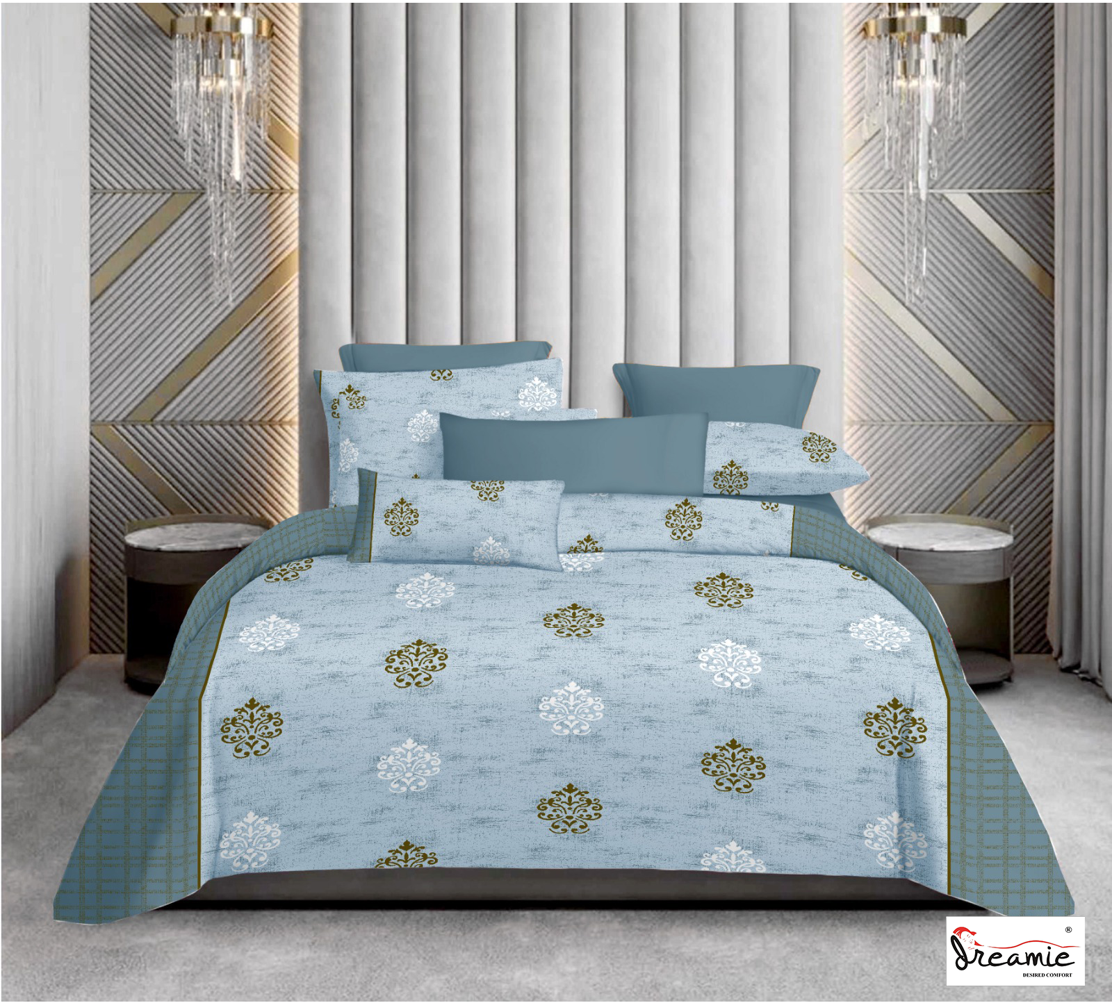 Dreamie Italia 180TC 100% Cotton Satin Extra Large Double Bedsheet.Fashion String King Size Double Bedsheet with 2 Pillow Covers. (Double Pattern)