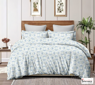 Dreamie Italia 180TC 100% Cotton Satin Extra Large Double Bedsheet.Fashion String King Size Double Bedsheet with 2 Pillow Covers. (Ogee pattern)