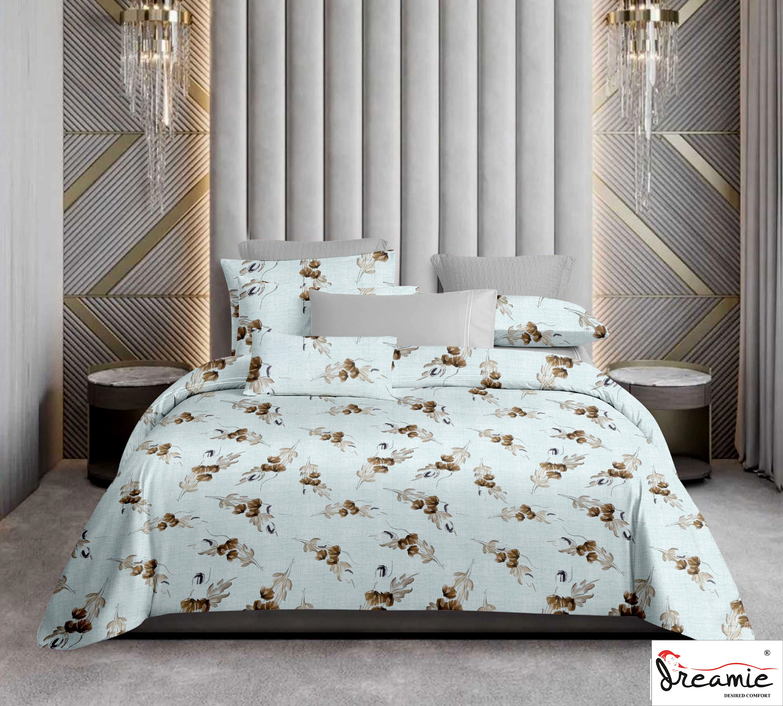 Dreamie Italia 180TC 100% Cotton Satin Extra Large Double Bedsheet.Fashion String King Size Double Bedsheet with 2 Pillow Covers. (Jasmine Joy)