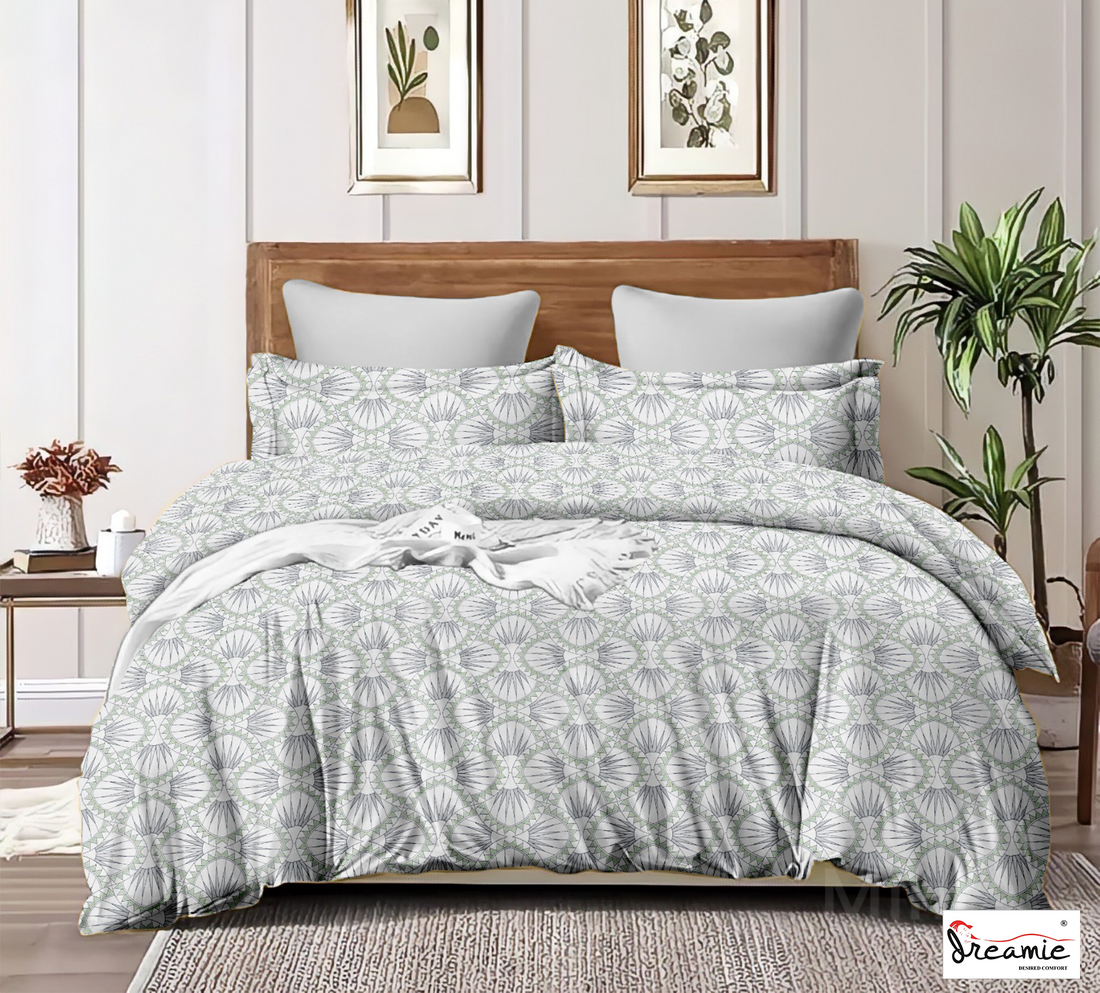 Dreamie Italia 180TC 100% Cotton Satin Extra Large Double Bedsheet.Fashion String King Size Double Bedsheet with 2 Pillow Covers. (Ogee pattern)