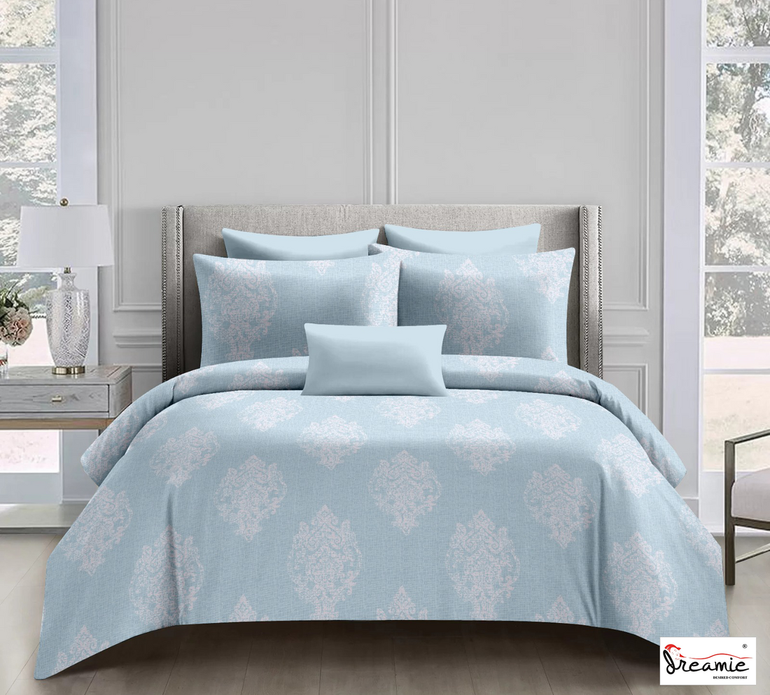 Dreamie Italia 180TC 100% Cotton Satin Extra Large Double Bedsheet.Fashion String King Size Double Bedsheet with 2 Pillow Covers. (Damask)