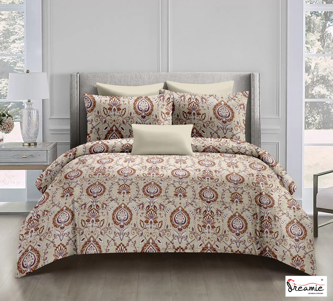 Dreamie Italia 180TC 100% Cotton Satin Extra Large Double Bedsheet.Fashion String King Size Double Bedsheet with 2 Pillow Covers. (Paisley)