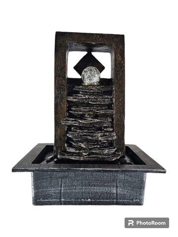 NATURAL STONE WATERFALL WITH  GLASS BALL