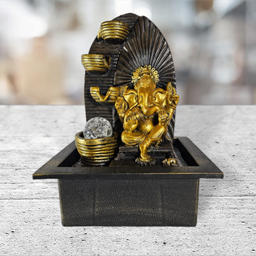 GANESH JI FOUR LAYERS WATERLL WITH LIGHT AND GLASS BALL
