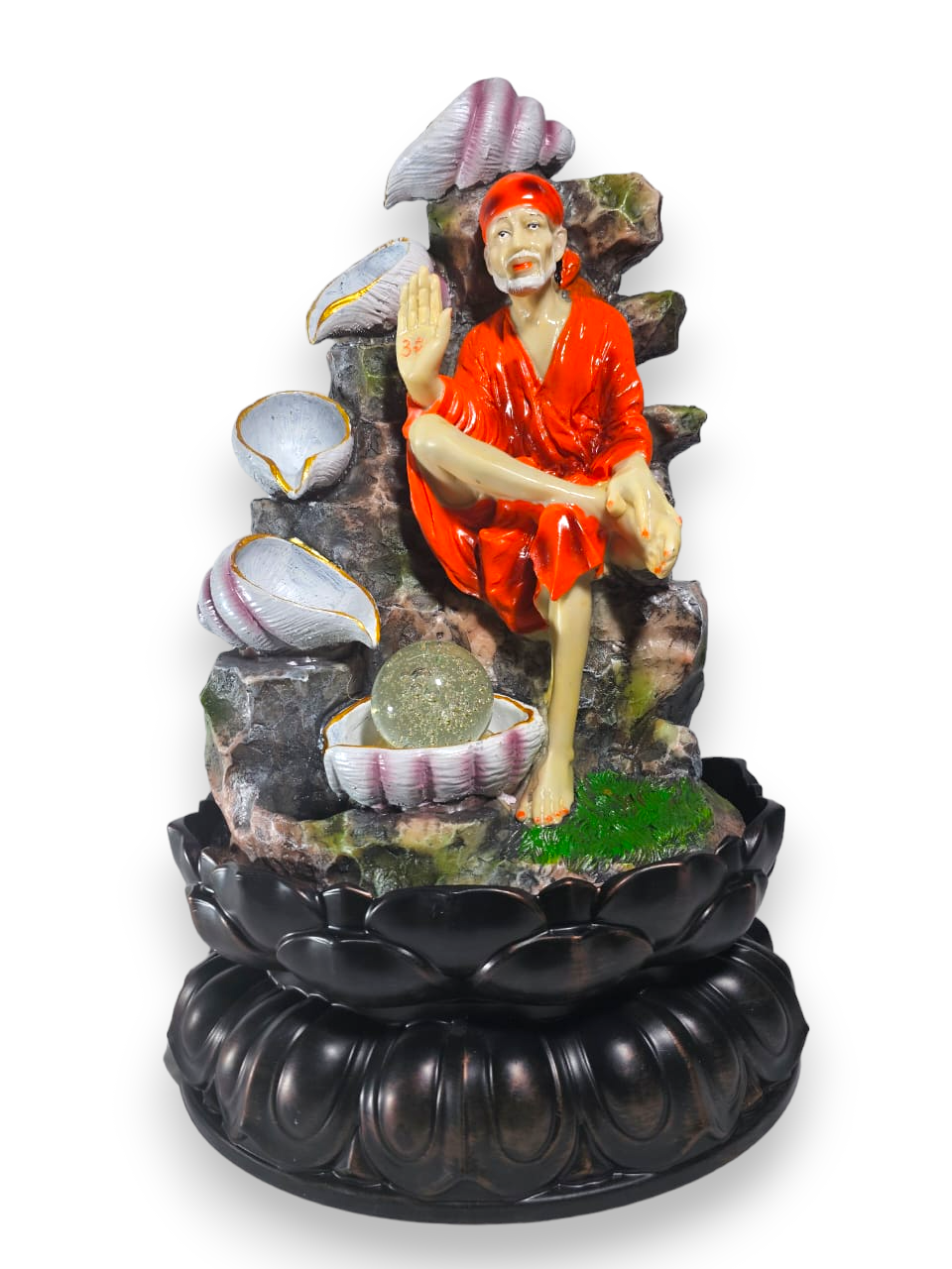 SAI BABA FIVE LAYER WATERFALL FOUNTAIN WITH LIGHT AND GLASS BALL