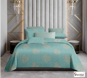 Dreamie Italia 180TC 100% Cotton Satin Extra Large Double Bedsheet.Fashion String King Size Double Bedsheet with 2 Pillow Covers. (Leaf Textured)